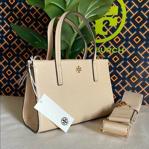 NWT ,,Tory Burch Blake Mini Tote Bag Crossbody Bag Soft Serve Gold Tan Cream - Picture 1 of 14